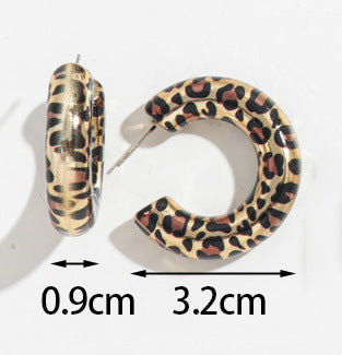 Wholesale Leopard-print C- ring Earrings