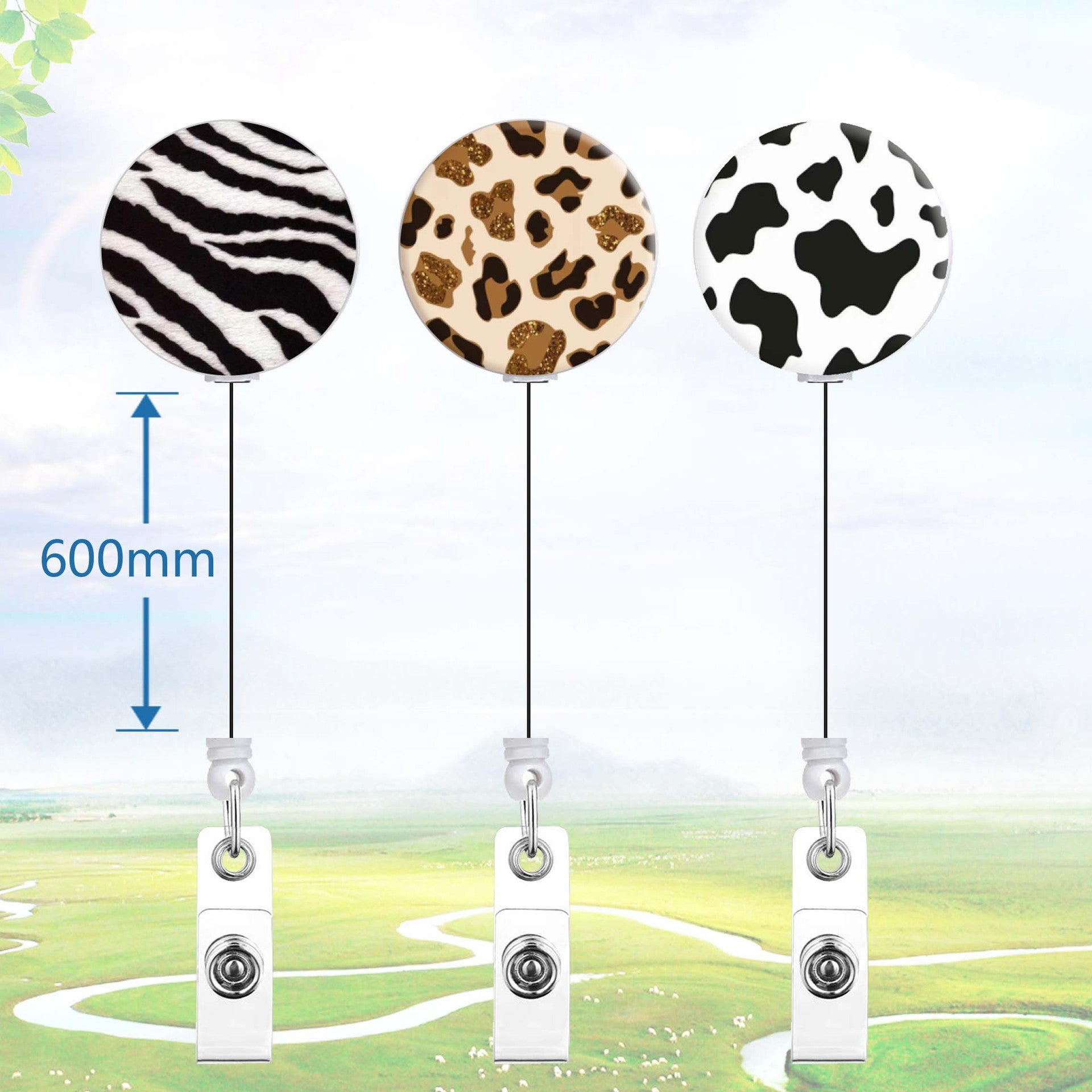 Wholesale Badge Reels ABS Nurse Doctor Leopard Cow Print Retractable Keychain