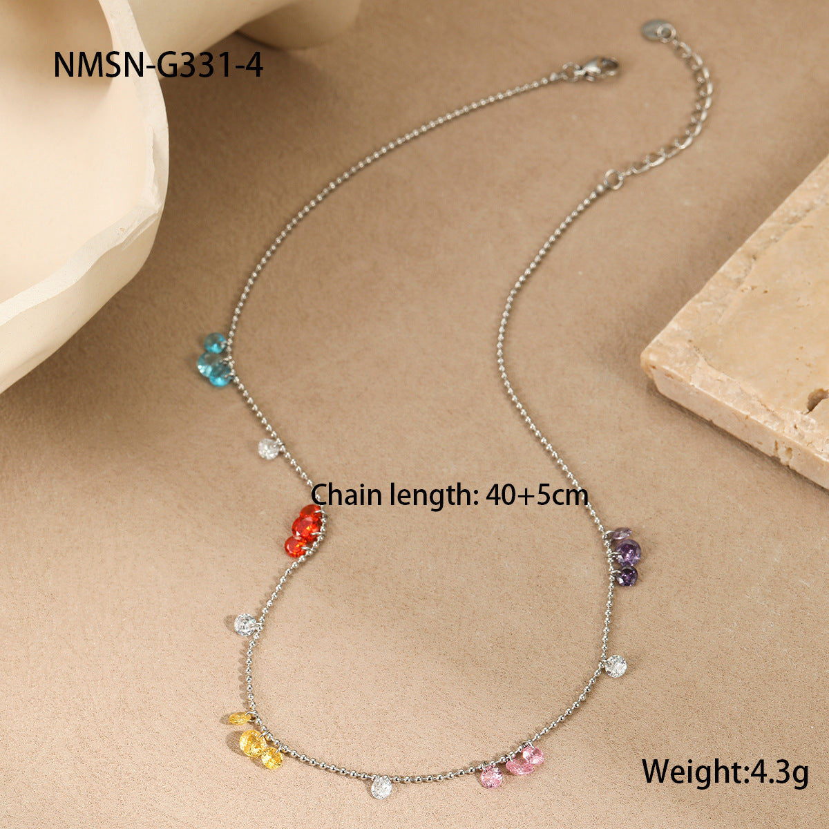 Großhandel Farbe Zirkon Serie Edelstahl Halskette Armband