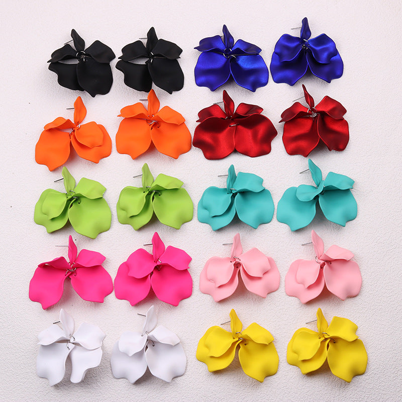 Wholesale Bohemian Style Petal Tassel Acrylic Earrings Pleated Candy Color Earrings