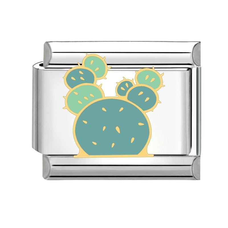 Wholesale Italian Charm Bracelet 9mm DIY Splicing Creative Flower Plant Stainless Steel Composable Bracelet