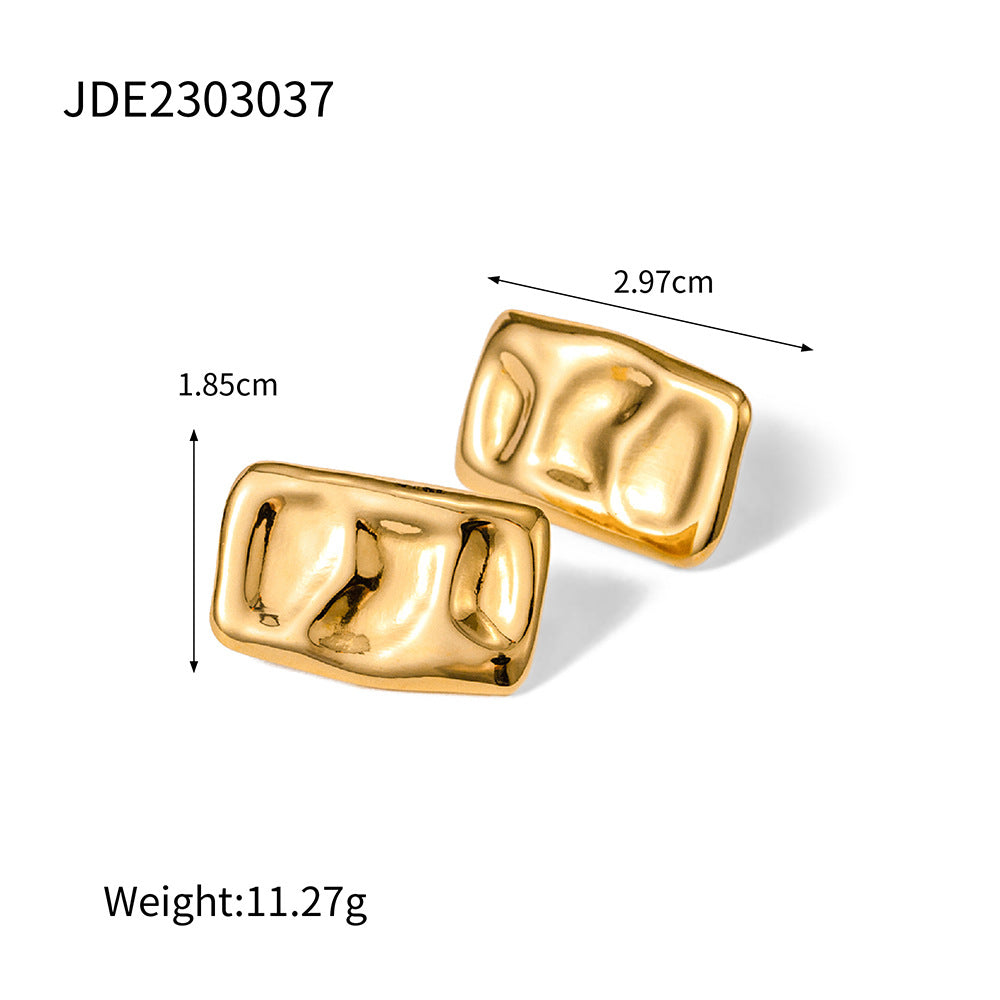 Wholesale Gold Plated Earrings Geometric Square Gold Earrings Stainless Steel Earrings ACC-ES-Wanx003