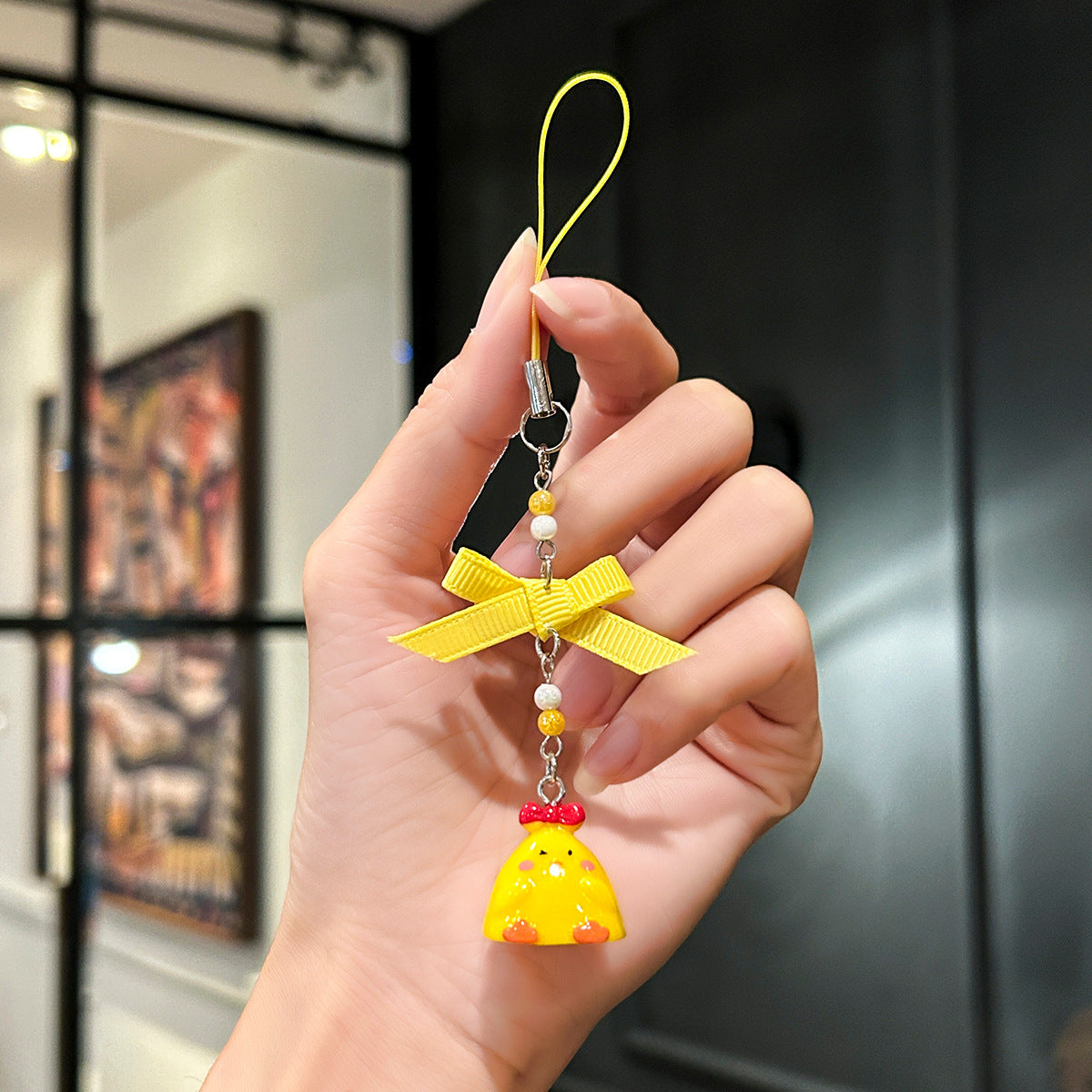 Wholesale Cute Chick Beaded Mobile Phone Chain Keychain