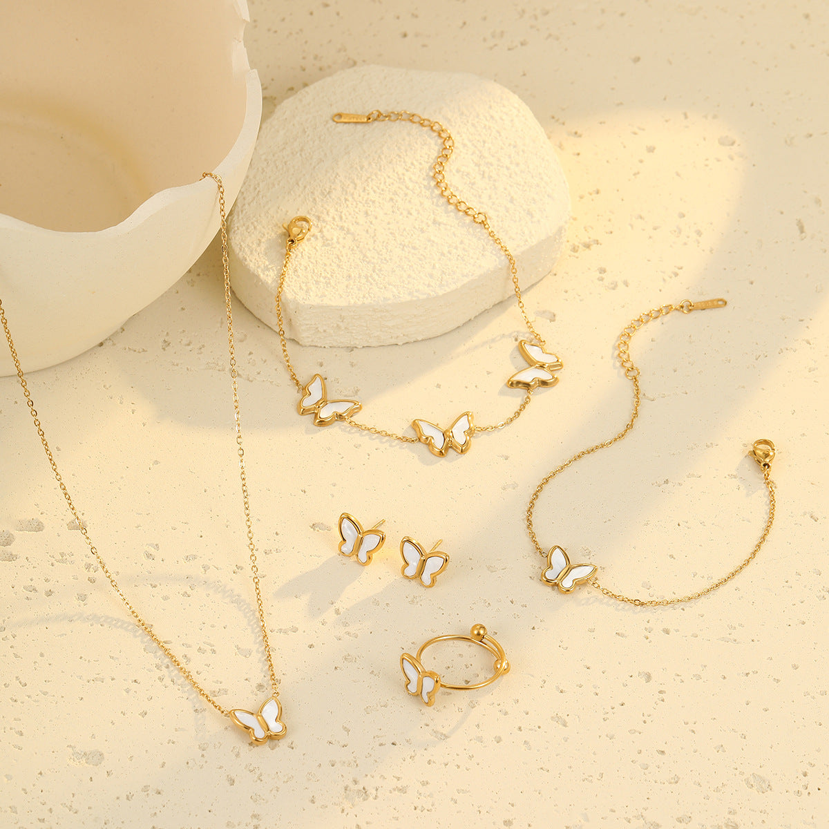 Wholesale Light Luxury Shell &  Butterfly Jewelry Set