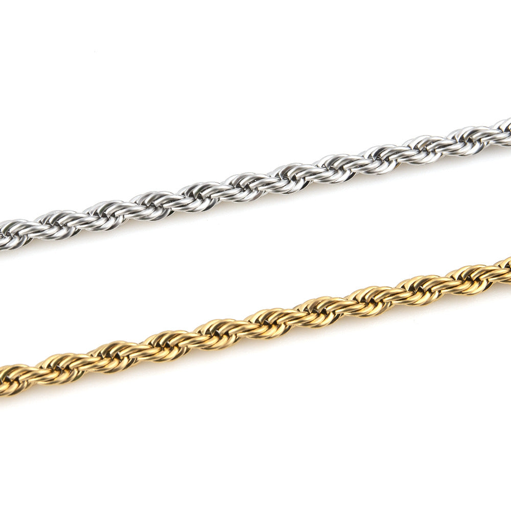 Wholesale Stainless Steel Fried Dough Twists Men's Necklace ACC-NE-Zhirui004