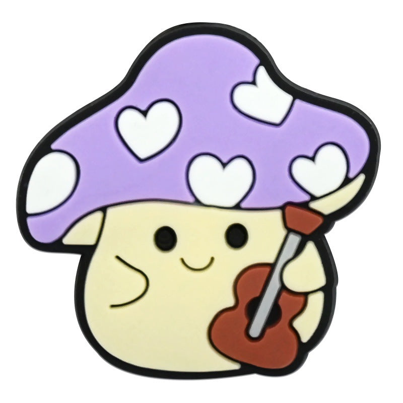 Wholesale   Random 100pcs Creative Cute cartoon mushroom series  PVC Soft Rubber Shoe Buckle Decoration