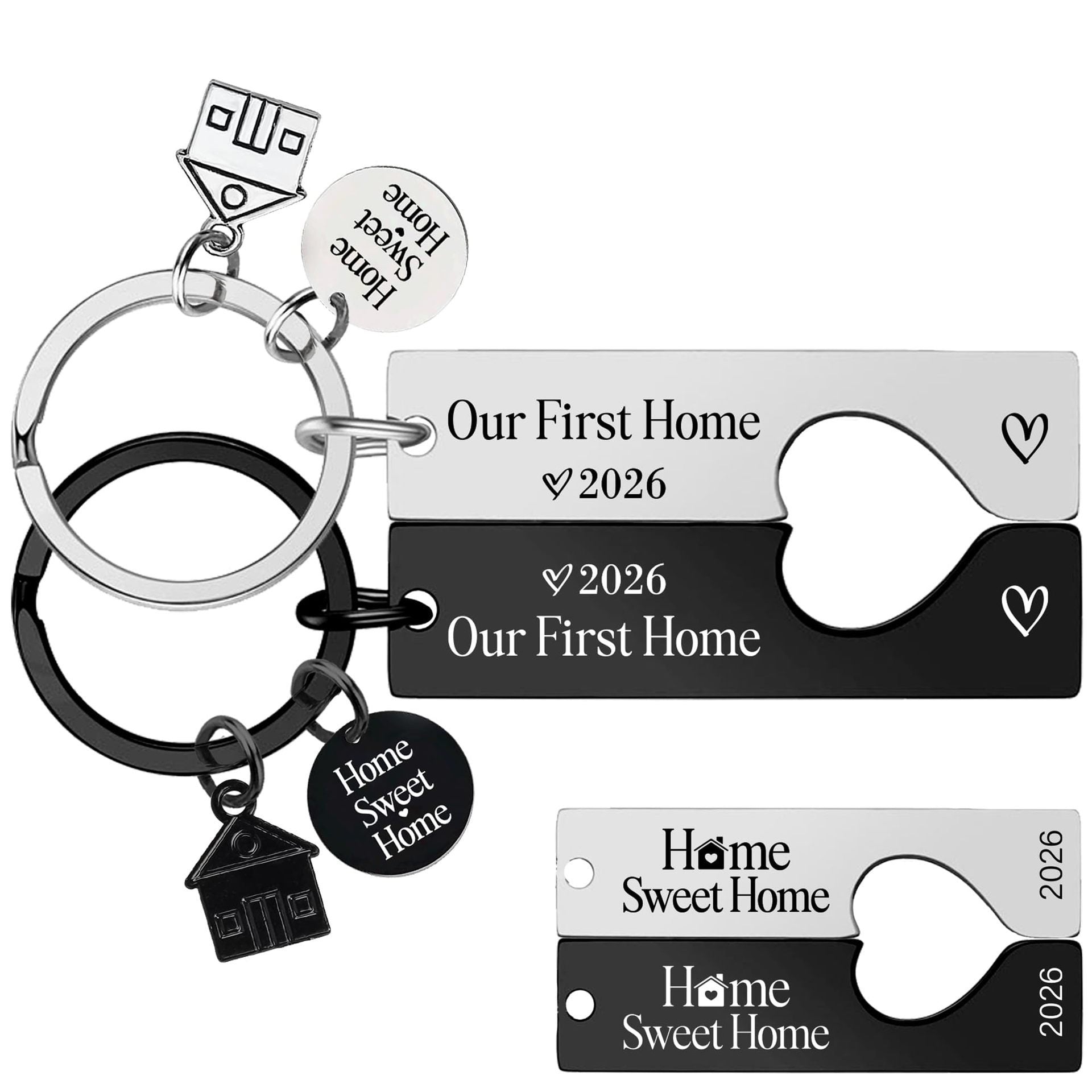 Wholesale Stainless Steel Our First Home Engraved Keychain Modern Minimalist Housewarming Gift Pendant For New Home Everyday Use Boutique Resale Accessory