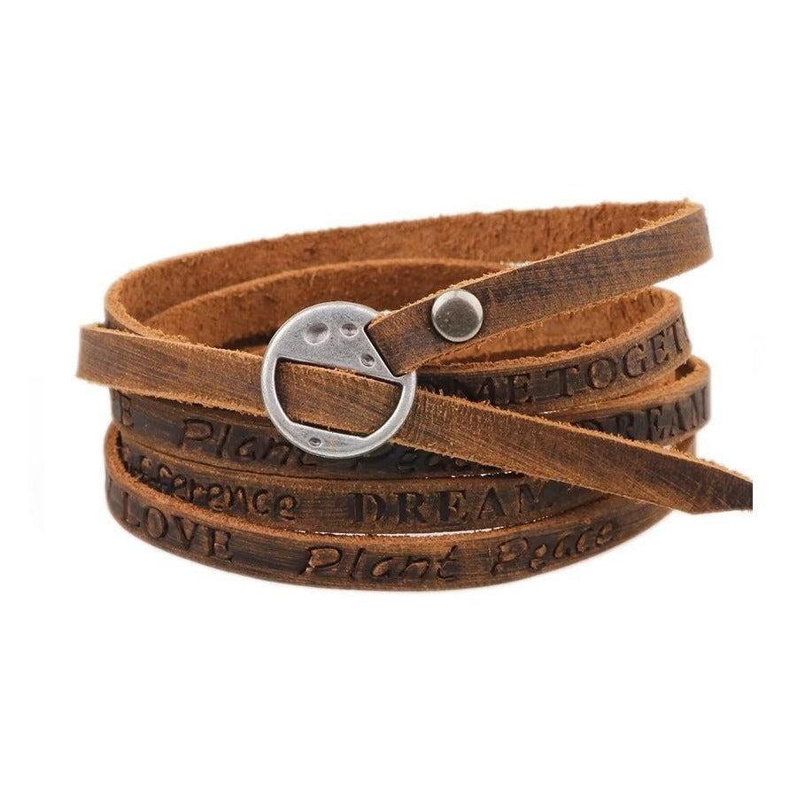 Wholesale  leather retro versatile multi-layer punk necklace