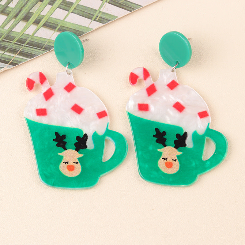 Wholesale Christmas Series Cup Snowman Acrylic Earrings