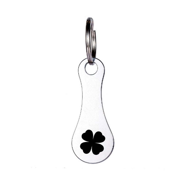Wholesale Cartoon Dog Cat  Shopping Cart Token Keychain Pendant Stainless Steel Bag Charm Gift