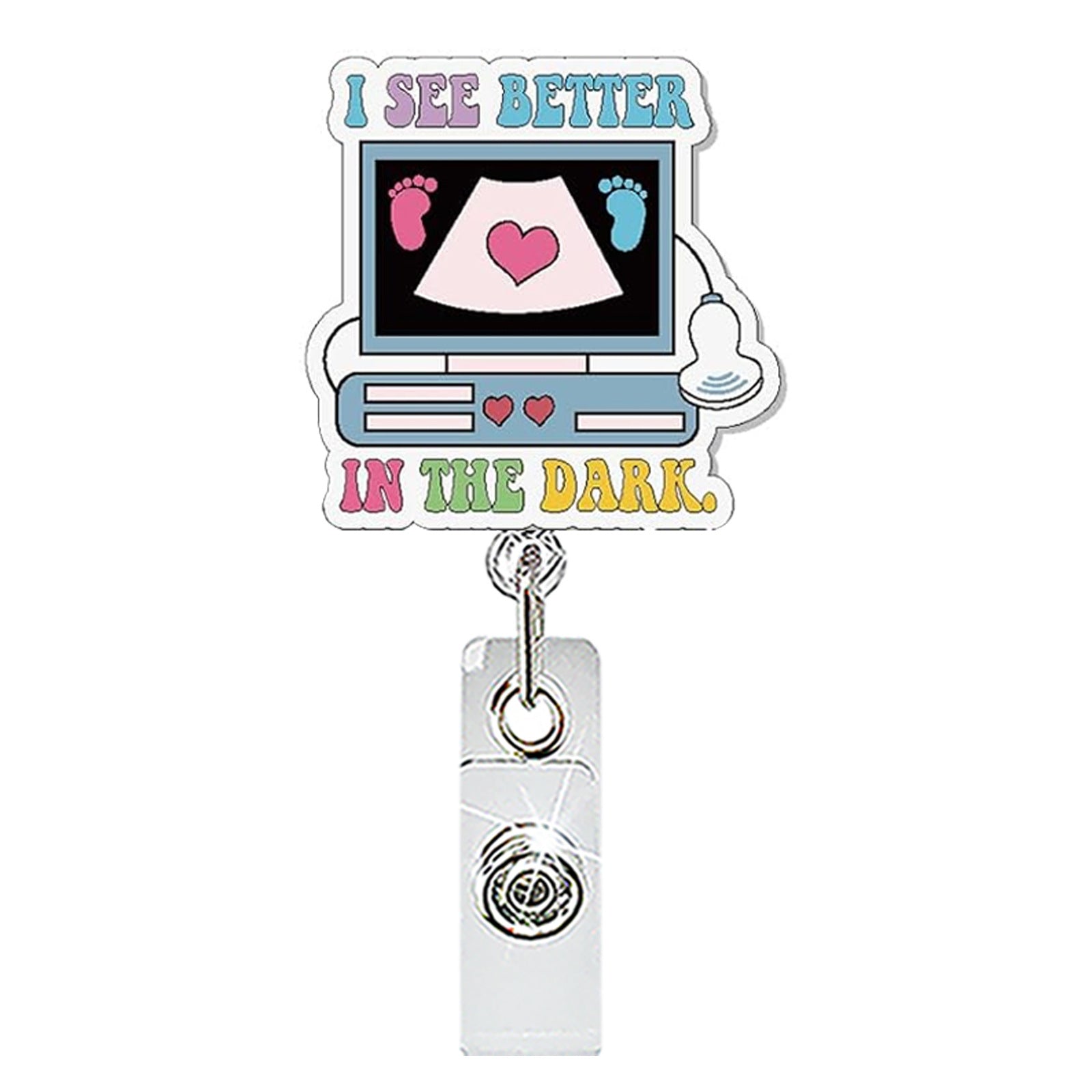 Wholesale Acrylic Retractable Badge Reel with Doctor Nurse Cartoon Design for Clinic Use