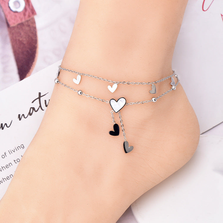 Wholesale  white shell love tassel anklet