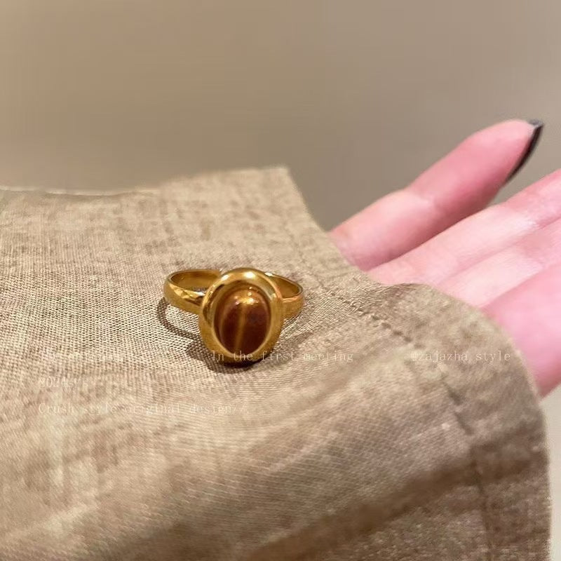 Wholesale Gold Toned Alloy Sunflower Tiger Eye Style Ring Stylish Lady Everyday Fashion Accessory Gift