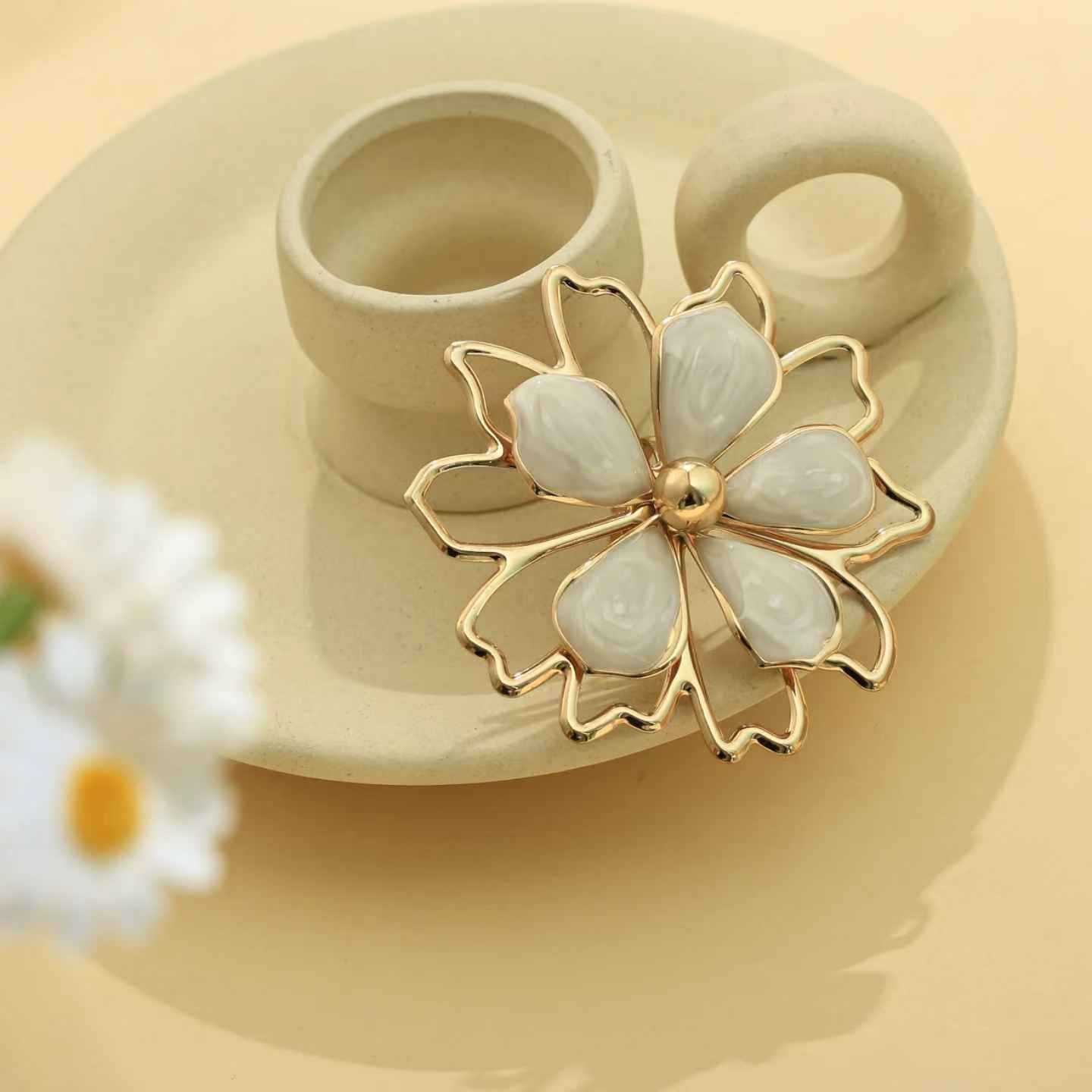Wholesale Double-Layer Hollow Three-Dimensional Flower Ring