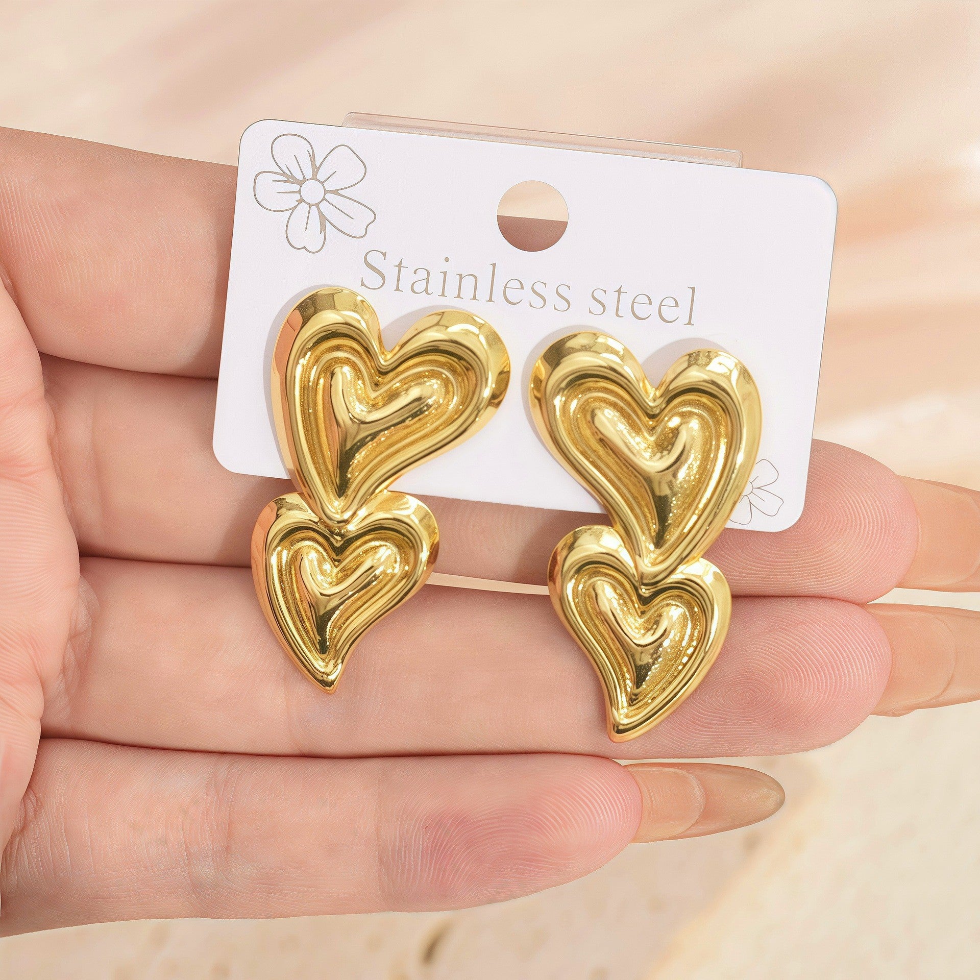Wholesale Vintage Stainless Steel Electroplated Gold Geometric Earrings