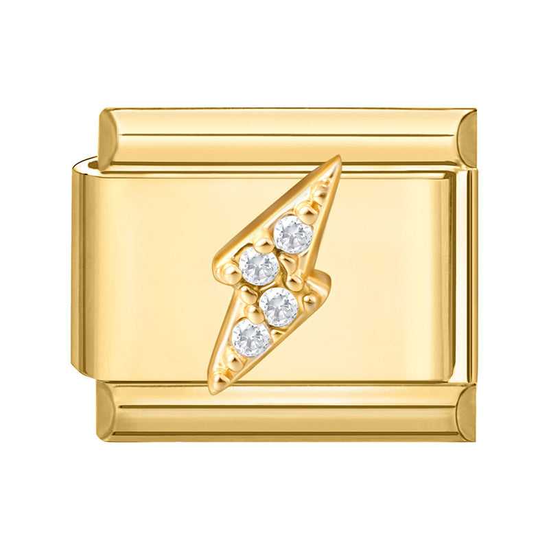 Wholesale Italian Charm Bracelet 9mm DIY Splicing Gold Micro-Inlaid Cubic Zirconia Stainless Steel Composable Bracelet