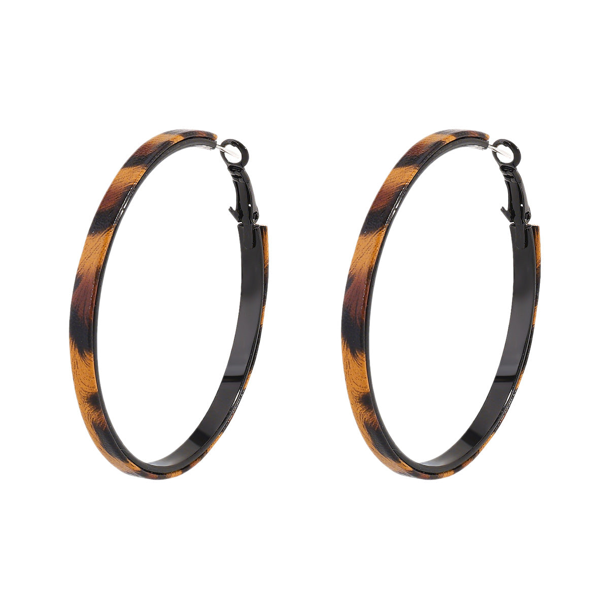 Wholesale exaggerated design leopard print hoop earrings unique trend earrings