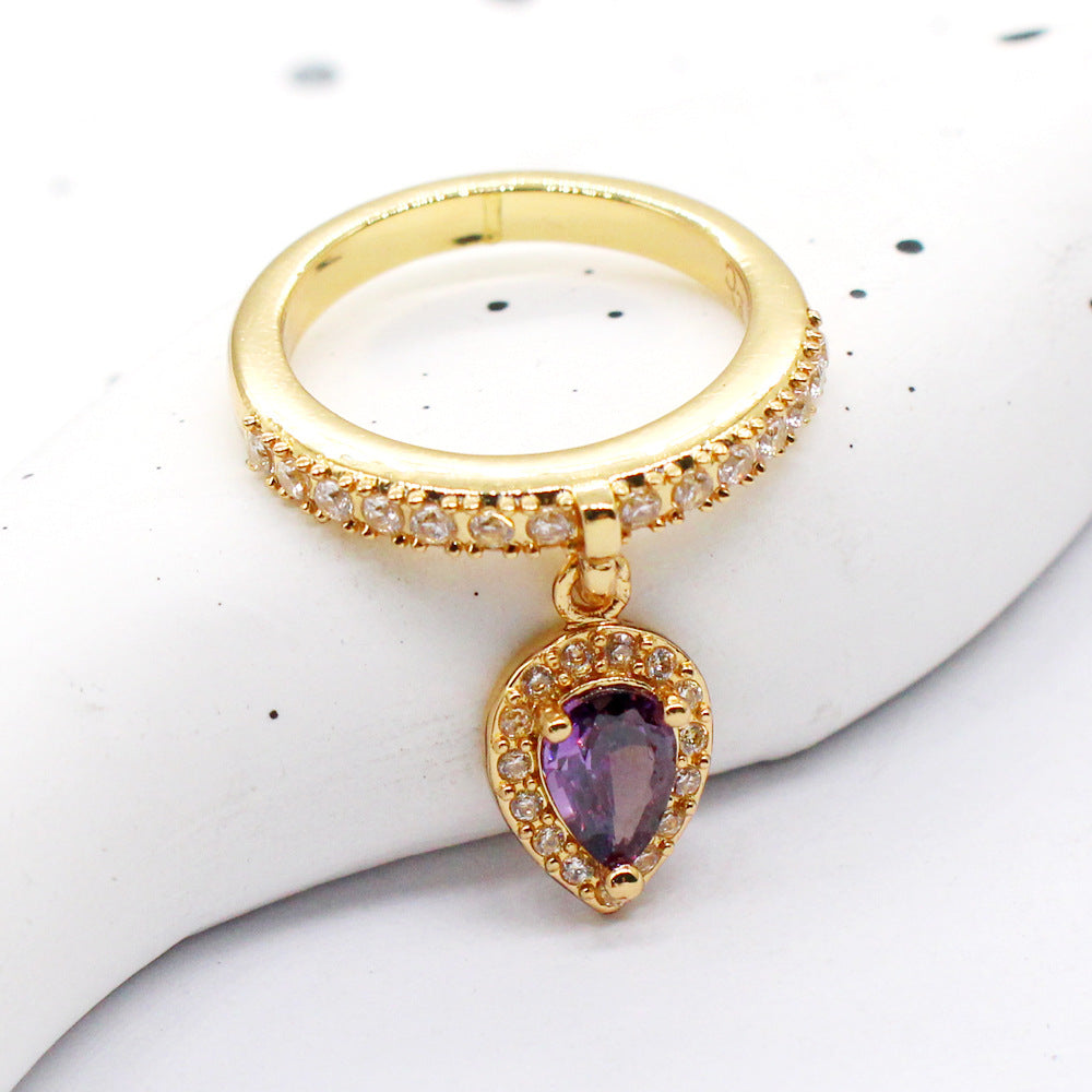 Wholesale Stainless Steel Purple Geometric Ring Electroplated Jewelry Accessory for Resale