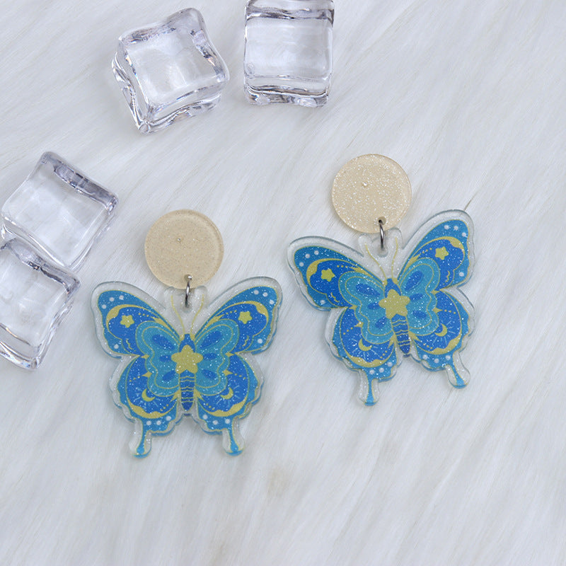 Wholesale Bohemian Style Printed Butterfly Acrylic Earrings ACC-ES-DA009