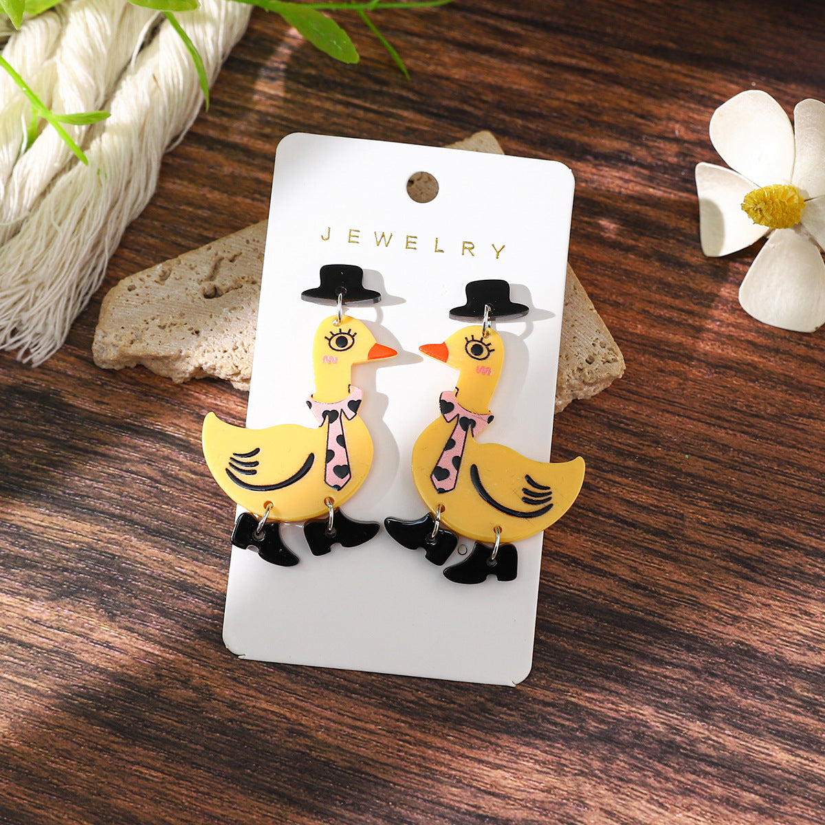 Wholesale Cute Funny Tie Duck Earrings