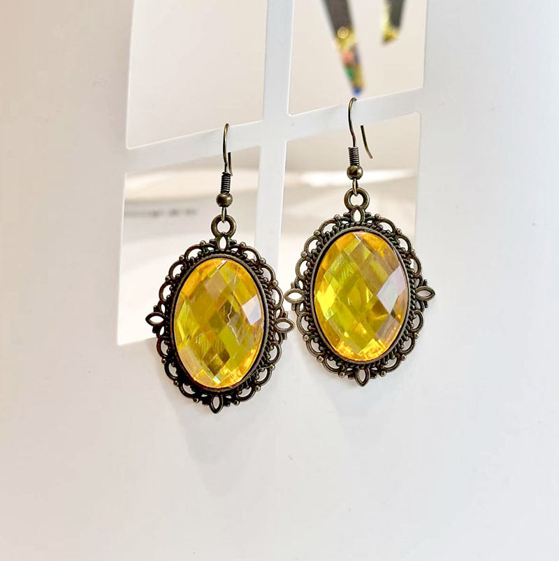 Wholesale Vintage Oval Acrylic Gem Earrings Geometric Fashion Jewelry Accessory for Women