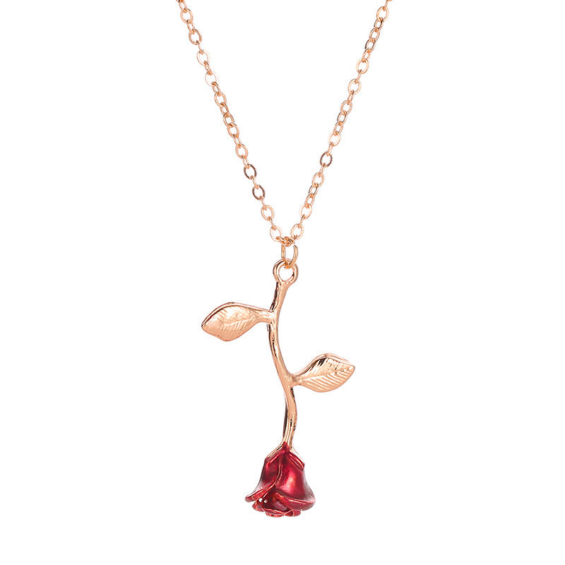 Wholesale Love Rose Necklace  Flower Heart-shaped Clavicle Chain