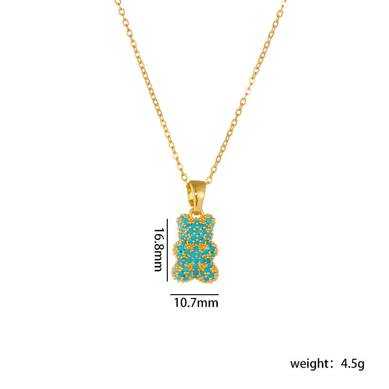 Wholesale Colorful Bear Necklace Titanium Steel Clavicle Chain Choker Necklace ACC-NE-Rongc013