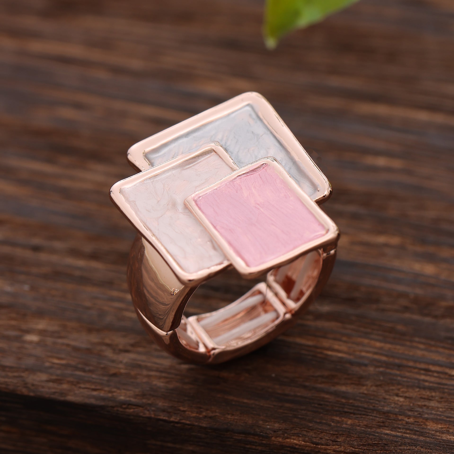 Wholesale  irregular square stitching alloy ring
