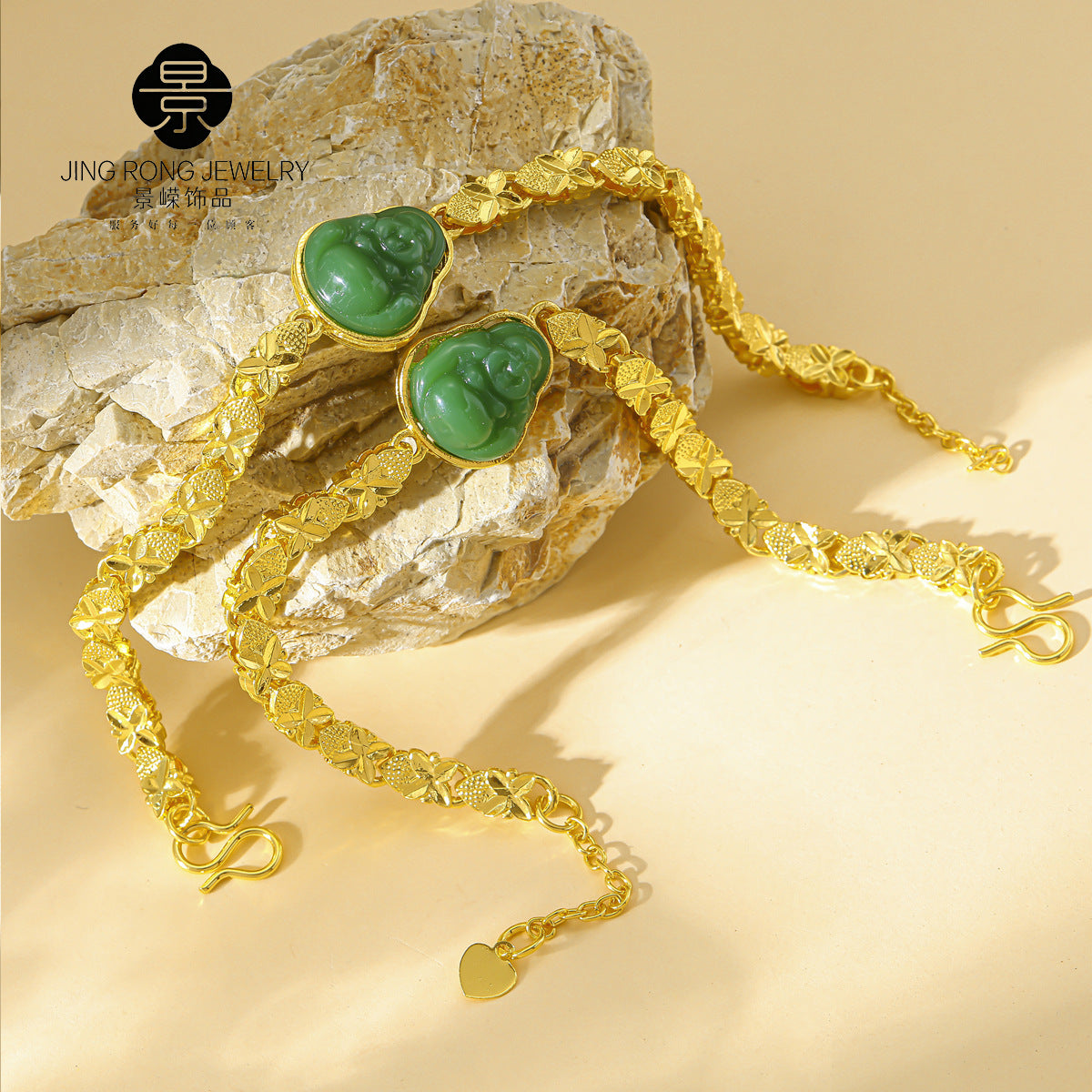 Wholesale Trendy Dark Green Buddha Clover Charm Bracelet,  Fashion Jewelry Accessory for Everyday Wear