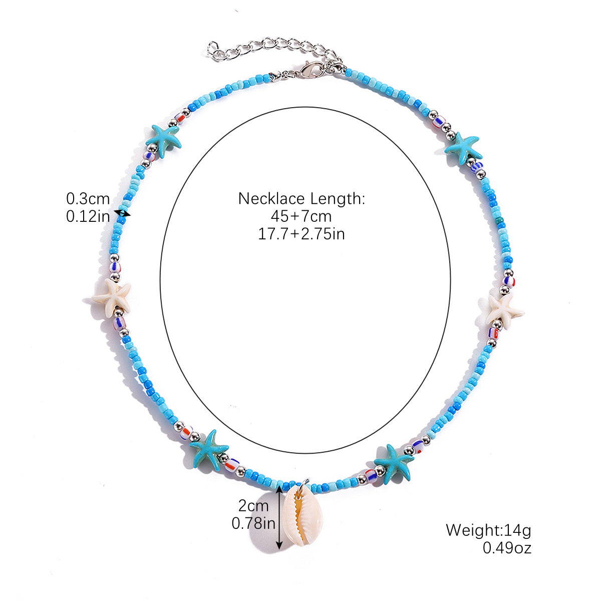 Wholesale bohemian necklace vacation starfish natural shell beaded clavicle chain necklace