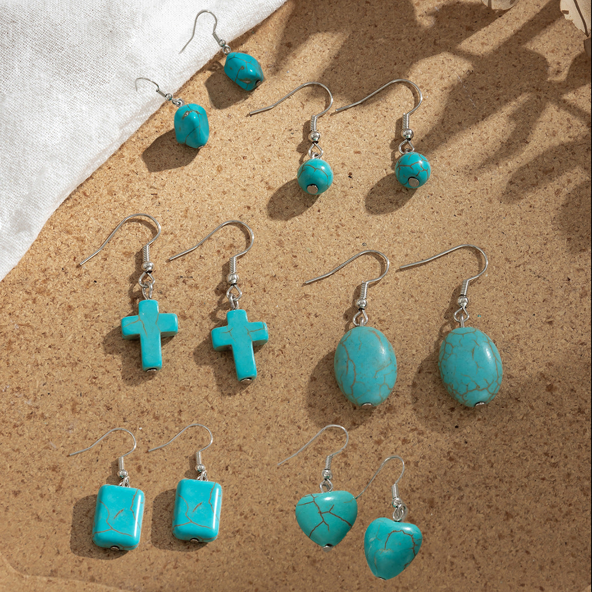 Wholesale Turquoise Geometric Earrings Stylish Bohemian Boutique Jewelry Accessory