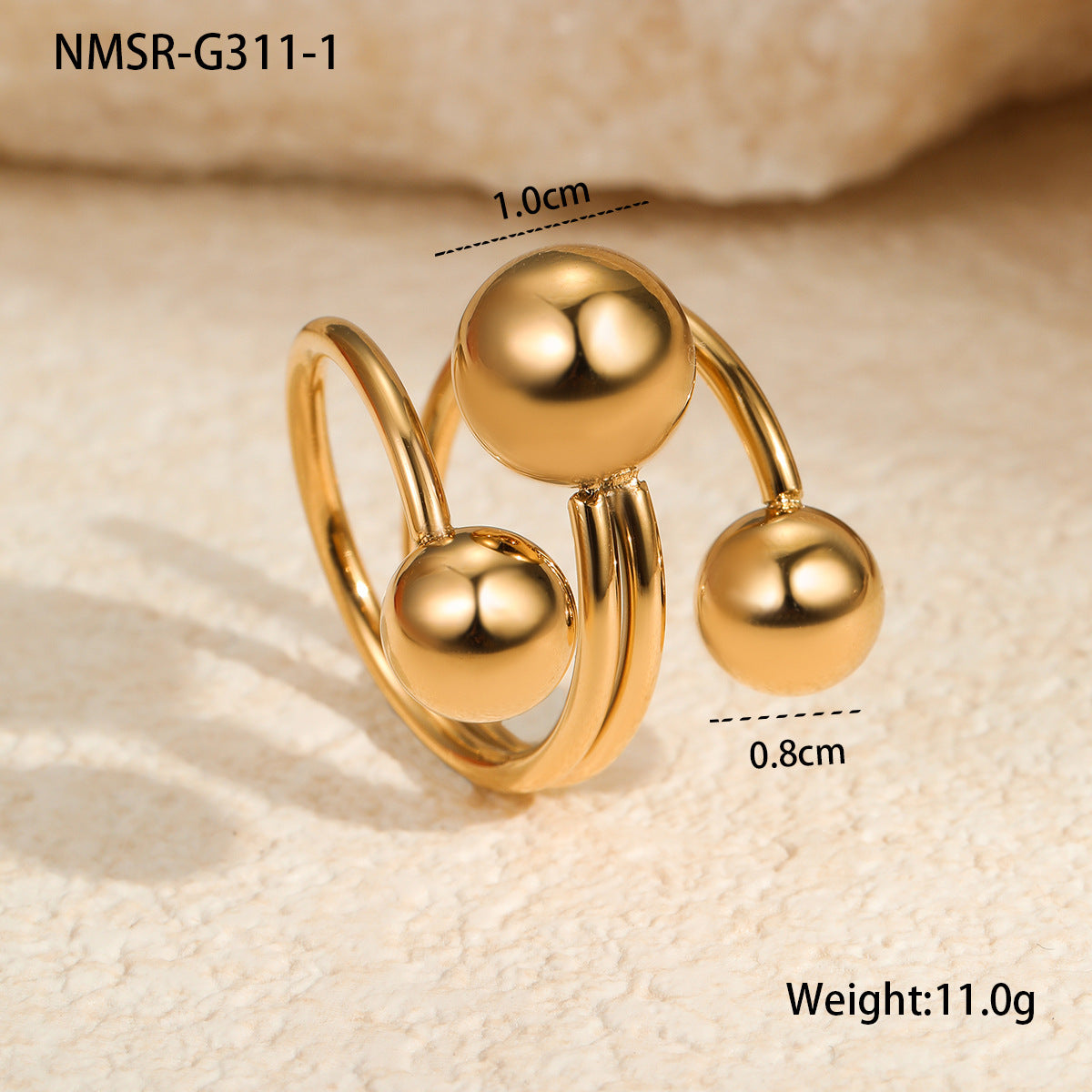 Wholesale  Metal Geometric Ball Stainless Steel  Ring