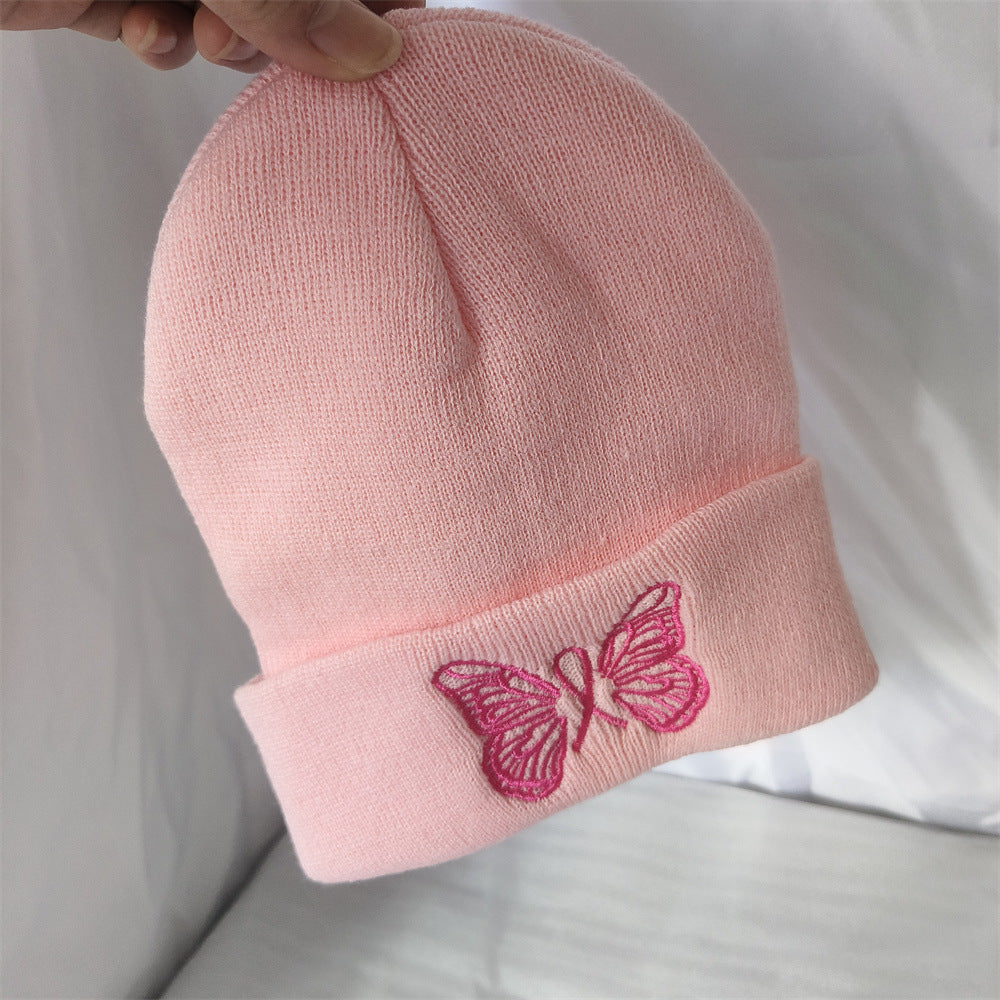 Wholesale Embroidered Butterfly Knitted Hat Wool Hat