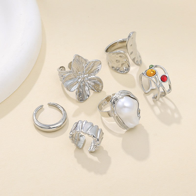 Wholesale  liquid lava flower open ring