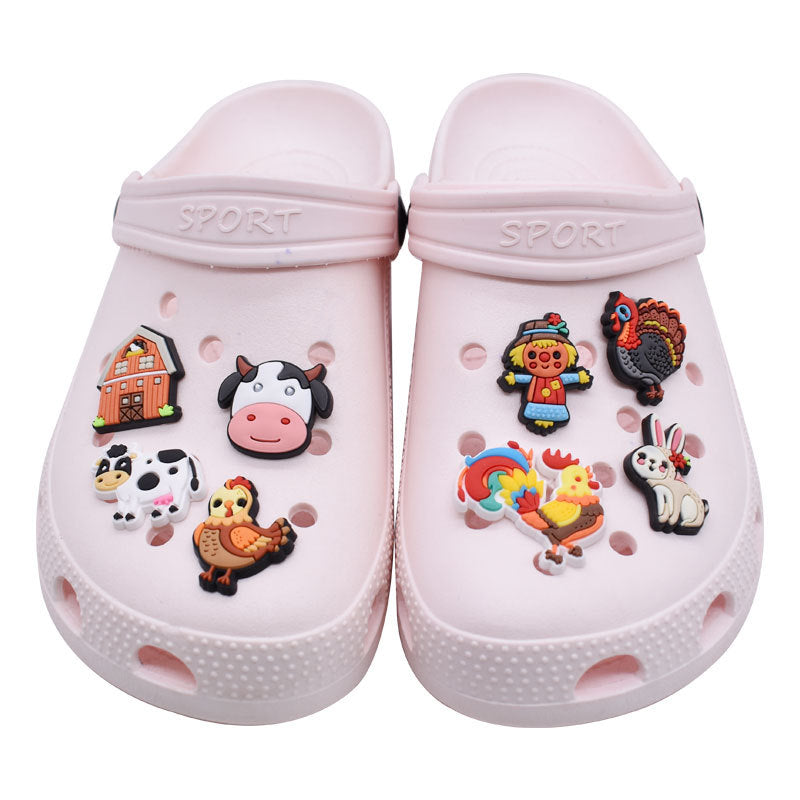 Wholesale Random 100pcs Farm Theme Cartoon Shoes Accessories Shoes Charms ACC-SC-RYY050