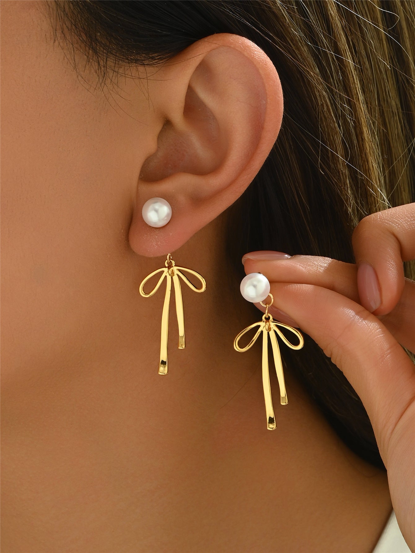 Wholesale Bow Earrings  Cute Bow Pendant Earrings