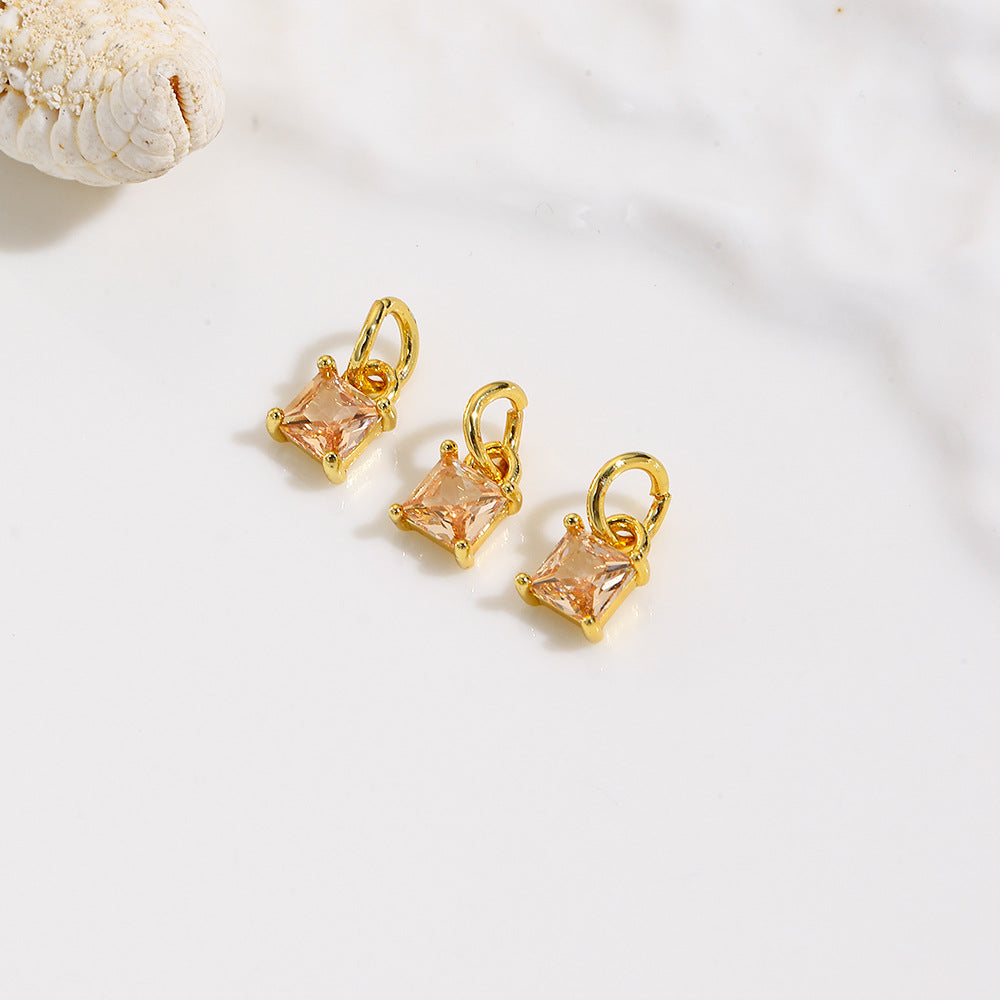 Wholesale Geometric square colored zircon small pendant