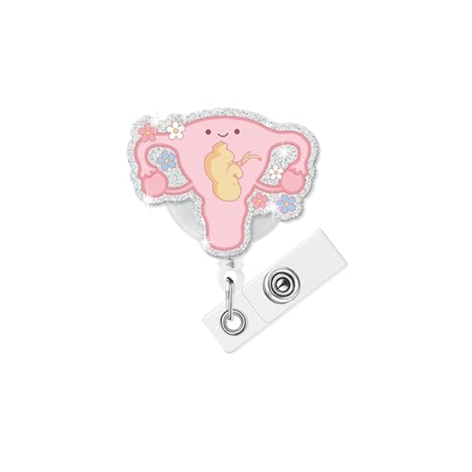 Wholesale Acrylic Retractable Badge Reel Baby Pattern for Nurse ID Card Holder Cute Gift