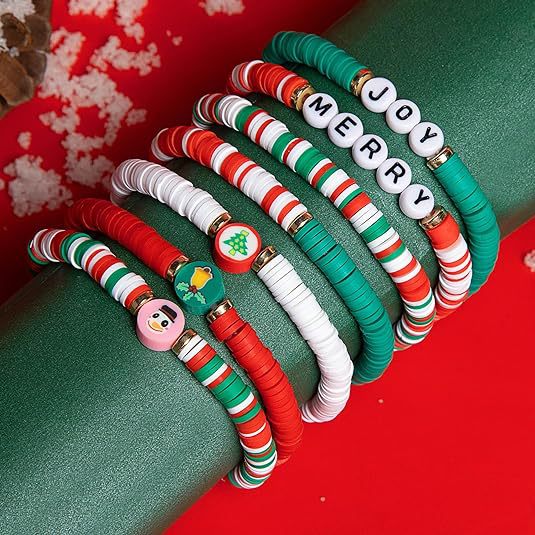Wholesale Christmas Woven Polymer Clay Colorful Set Bracelets ACC-BT-Xiny023