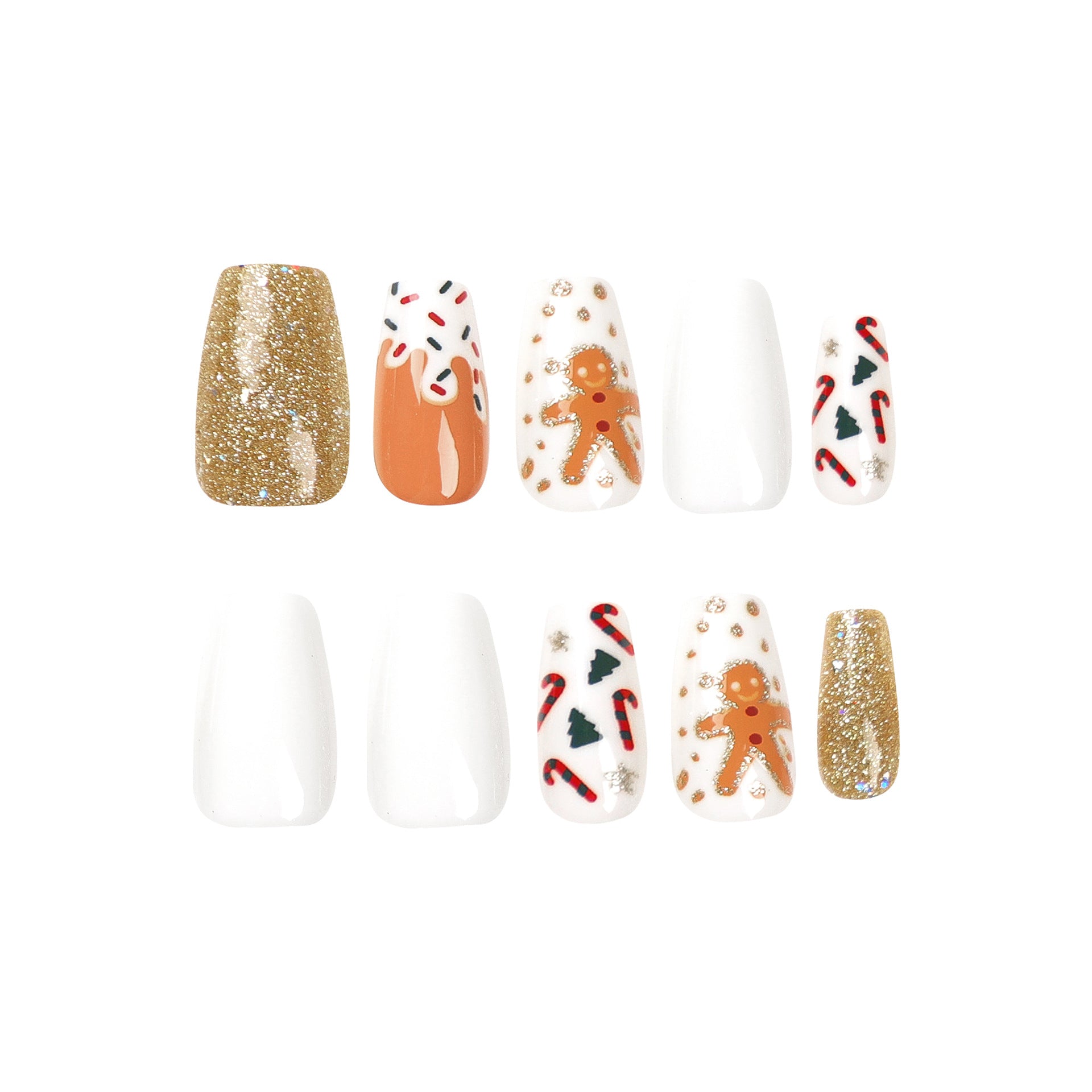 Wholesale 24 Pieces/box Christmas Elk Press-on Nails Kits Nail Stickers ACC-NS-LeFan024