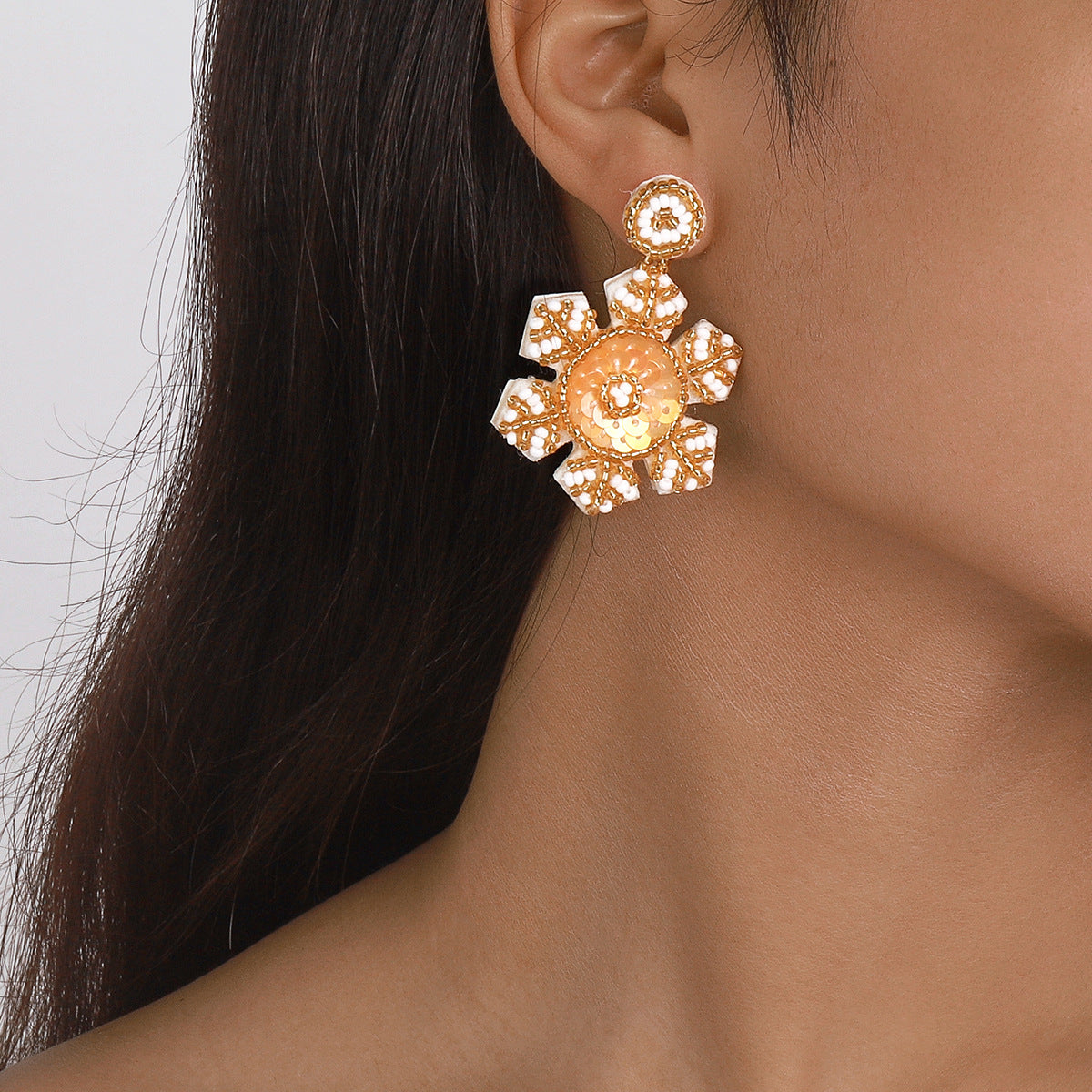 Wholesale  Christmas snowflake beaded sequins handmade earrings