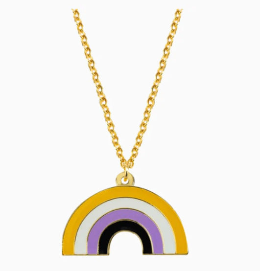 Wholesale Rainbow Color Heart Shaped Oil Drop Pendant Necklace ACC-NE-Zhey001