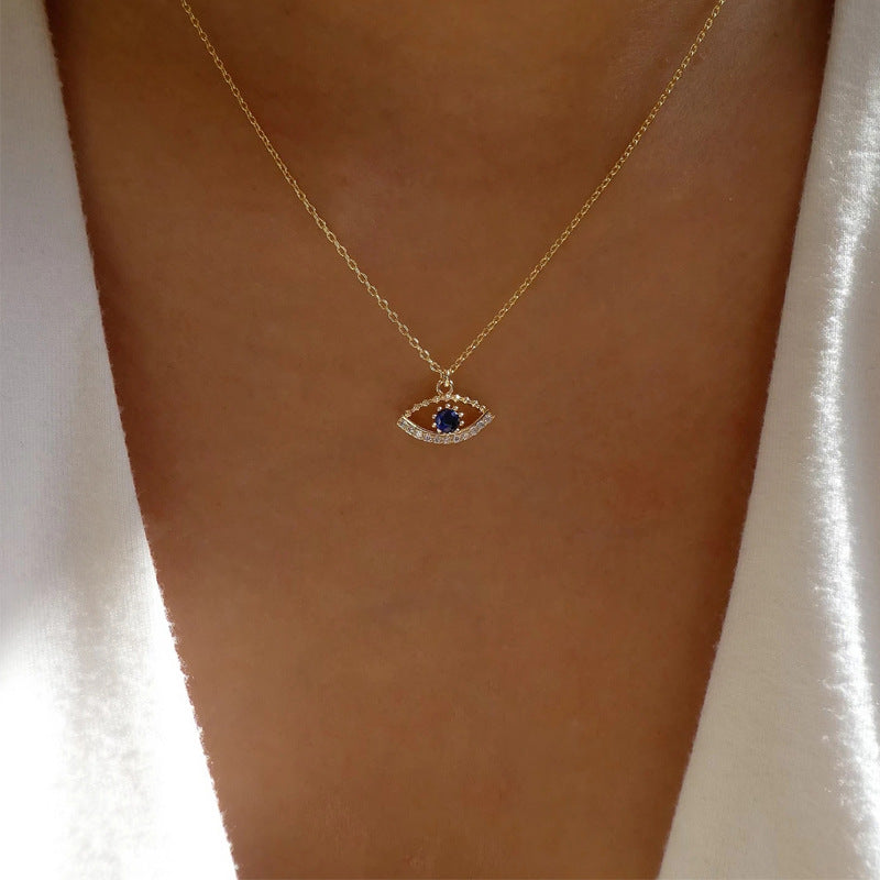 Wholesale Evil Eye Pendant Necklace For Women Purple Alloy Long Sweater Chain Chic Jewelry Gift