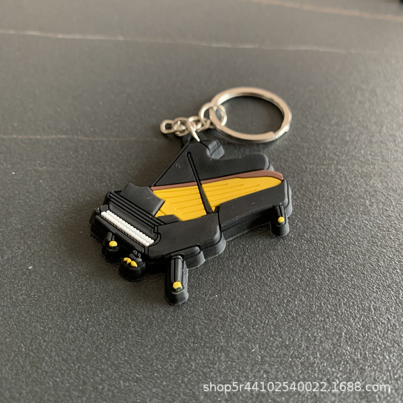 Wholesale Chinese Style Cartoon Guitar Keychain Pendant PVC Resin Epoxy Finish Ukulele Bag Charm Gift