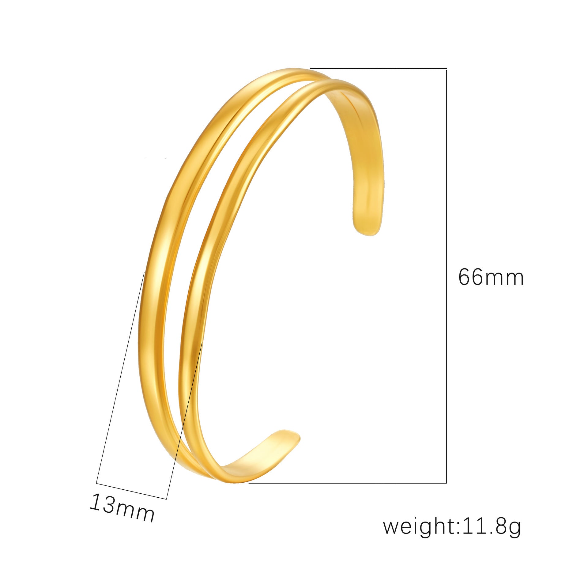 Wholesale Stainless Steel Open C Shape Bangle 18K Gold Plated Fashion Jewelry for Gift Boutique Resale