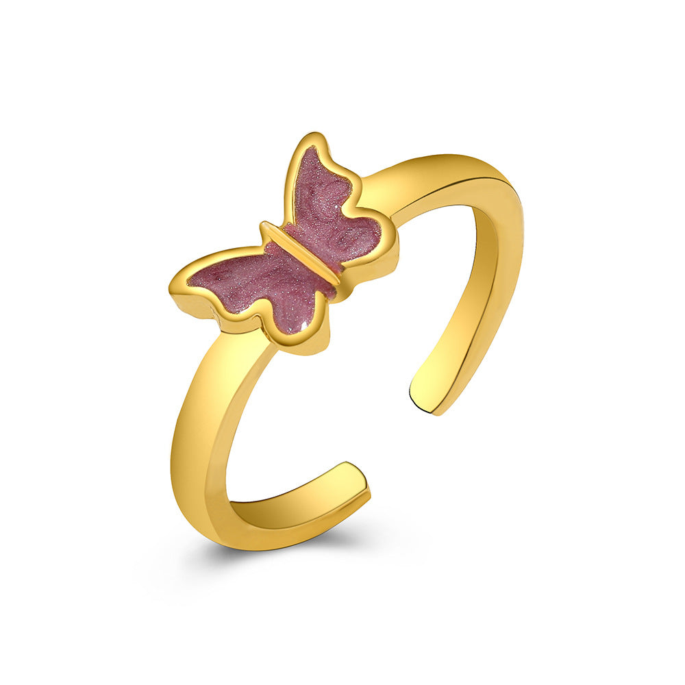 Wholesale Vintage-style butterfly ring with adjustable opening.