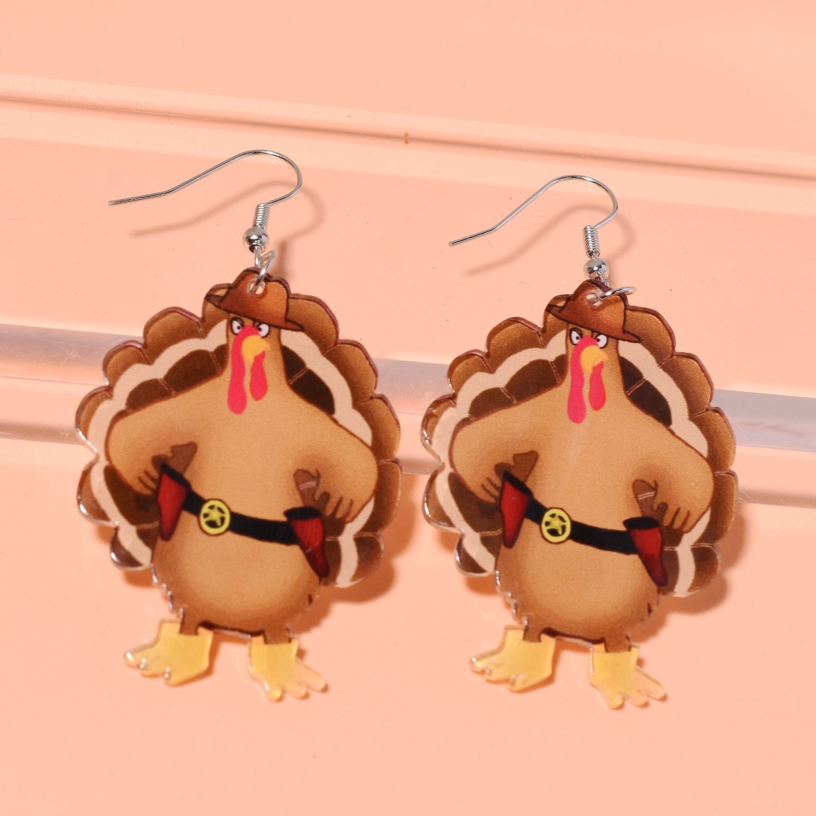 Wholesale Thanksgiving Cartoon Turkey Acrylic Earrings ACC-ES-Xunt004