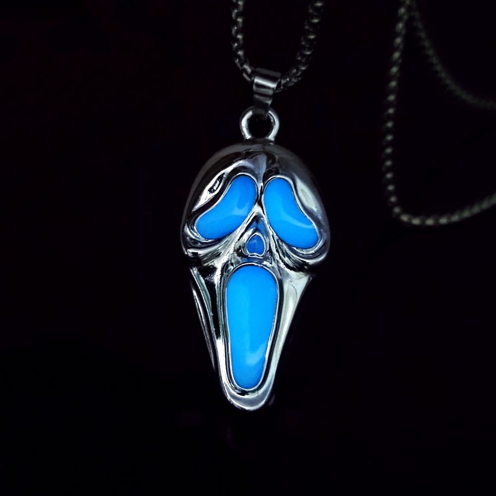 Wholesale Halloween skull luminous mask pendant  necklace