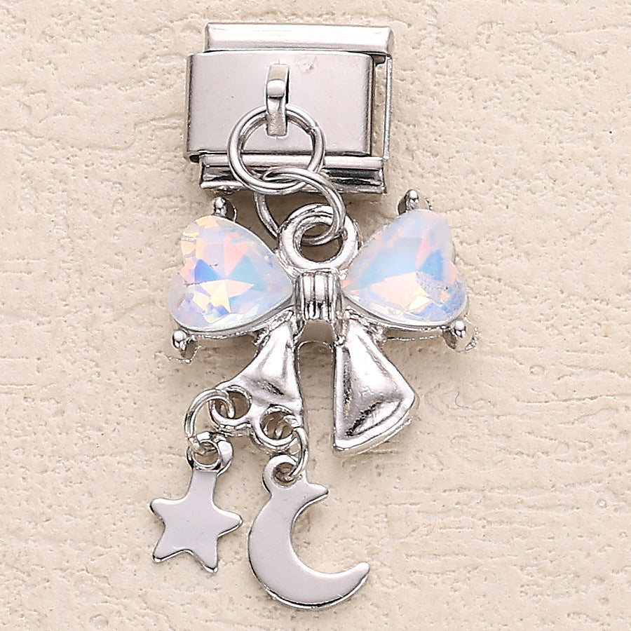 Wholesale 10pcs Italian Charm Bracelet 9mm DIY Splicing Heart Star and Moon Pendant Stainless Steel Composable Bracelet