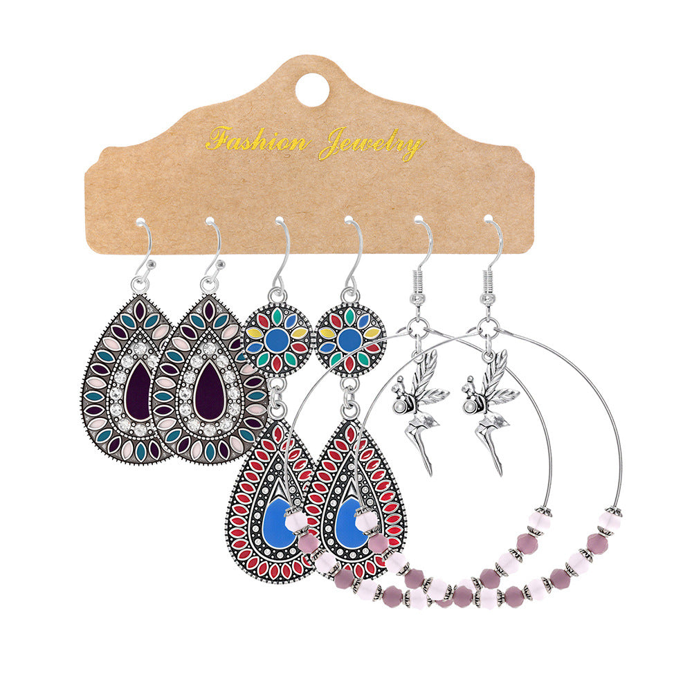 Wholesale Bohemian Tassel Flower Earrings Set,  Handmade Alloy